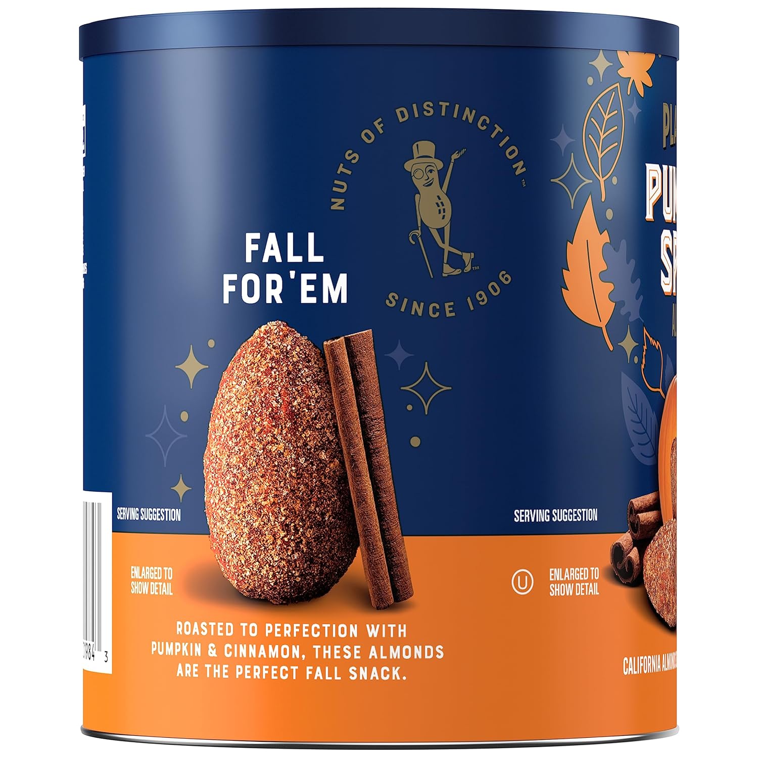 PLANTERS Fall Edition Pumpkin Spice Almonds, 15.25 oz Canister - 24hrsmart
